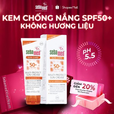 Kem chống nắng cao SPF50+ cho da nhạy cảm Sebamed pH5.5 (10ml) giúp sáng mịn da thích hợp đi biển