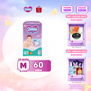 Tã quần Bobby Siêu Khô Thoáng - 100% Thoáng Khí  Super Jumbo M56/L48/XL42/XXL38/XXXL29
