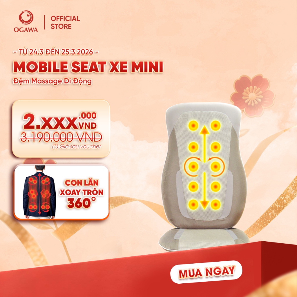 Đệm massage lưng OGAWA Mobile Seat Xe Mini - Massage chuyên sâu, Lưng, Mông