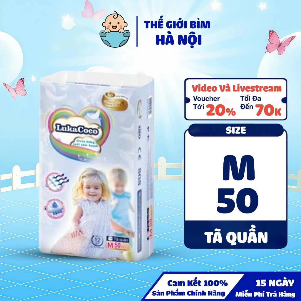 Bỉm tã quần Luka Coco cao cấp size M50 quần 50 miếng 6 - 11kg - thegioibimhanoi