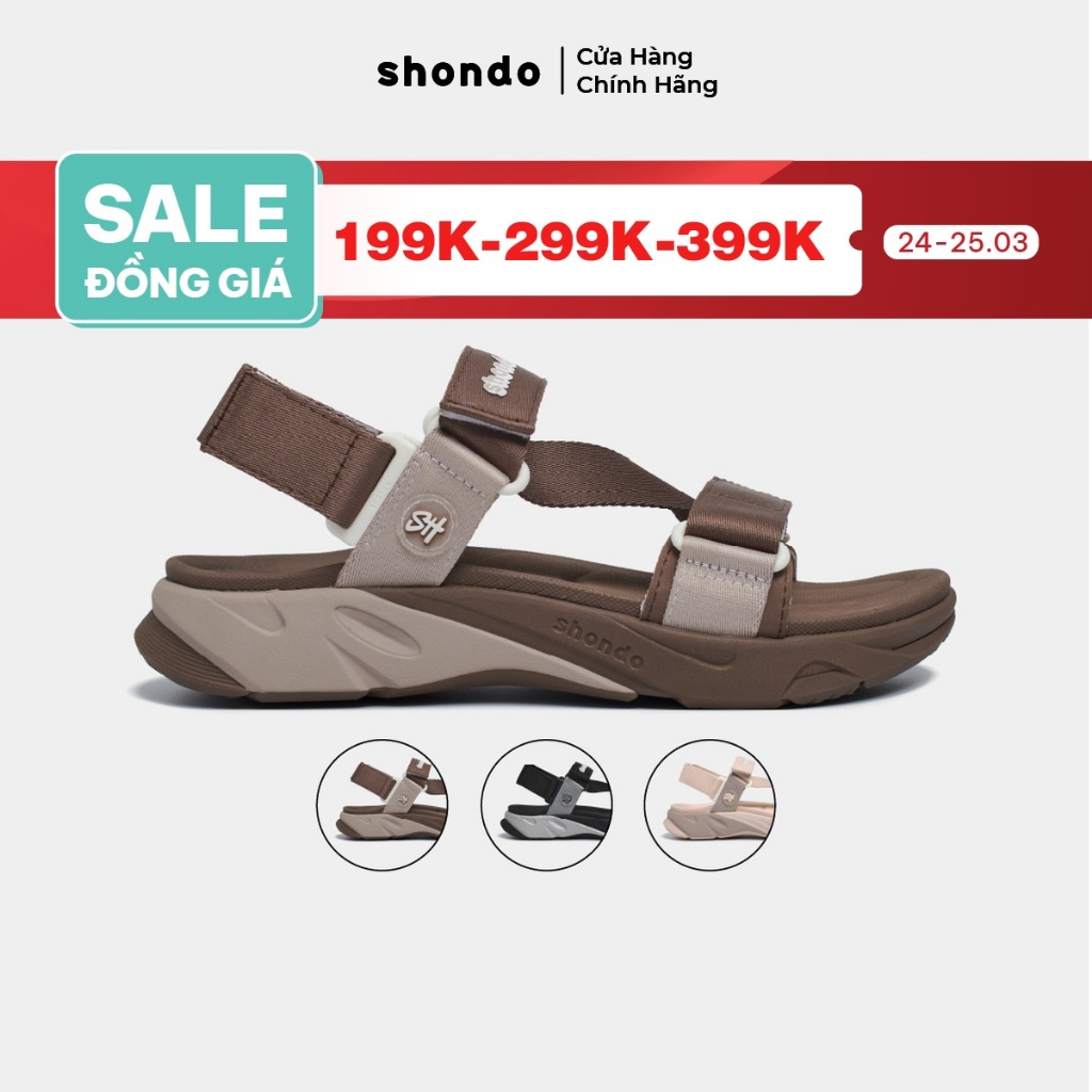 Giày Sandal Unisex Shondo F8M Ver 2.2 Đế Cao 4.5cm Bám Sàn Tốt Nhiều Màu