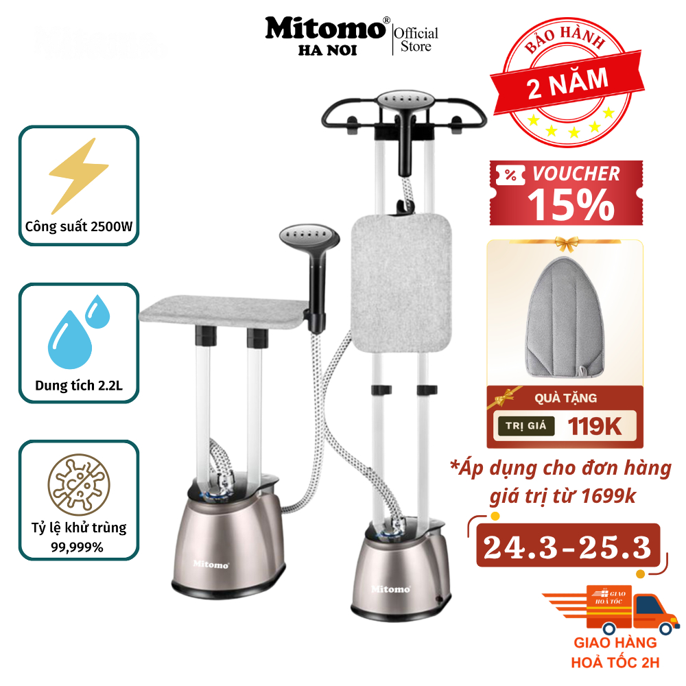 Bàn là hơi nước đứng cao cấp Mitomo GC-899 Max, công suất 2500W, BH 2 năm .