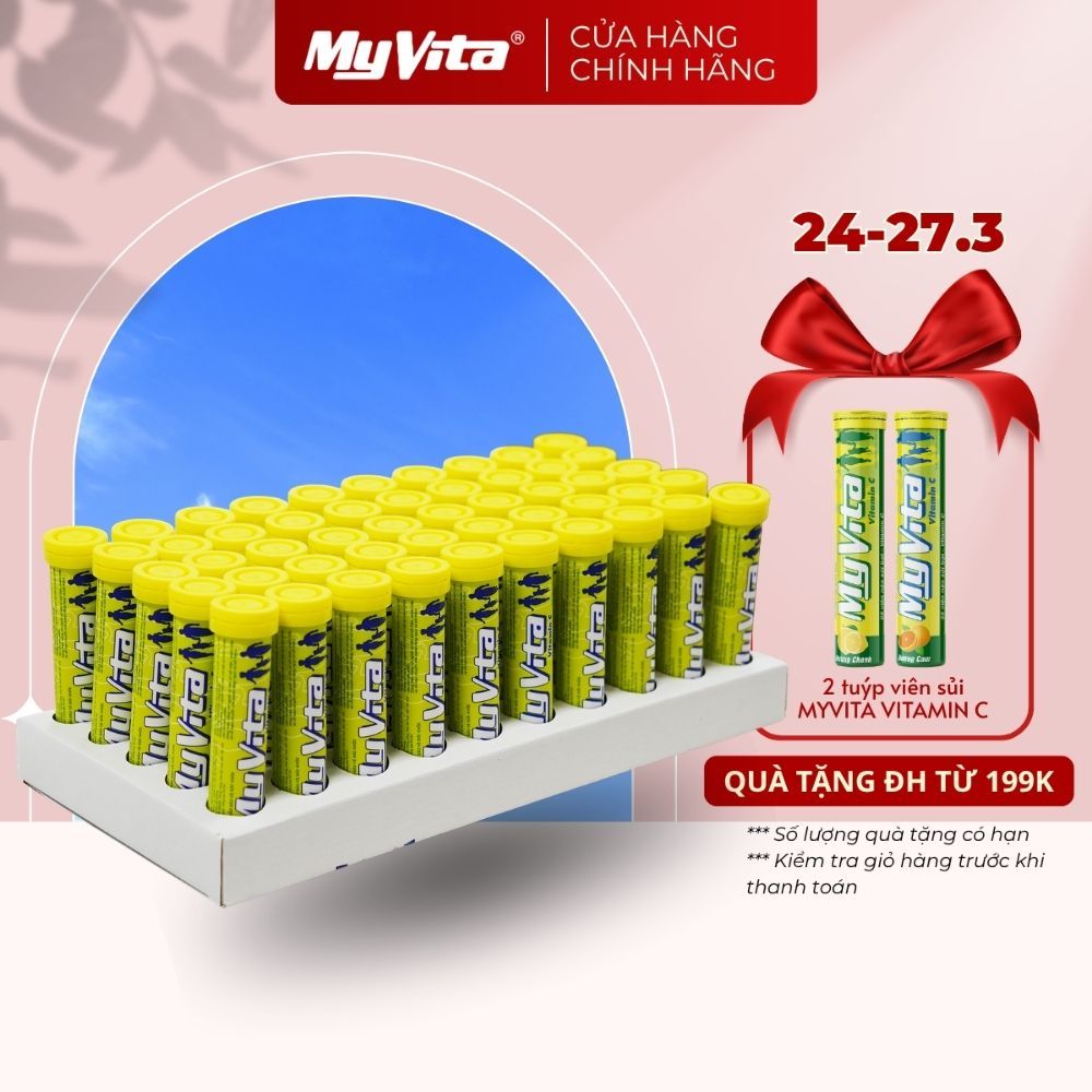 Viên sủi Vitamin C - TPBVSK MyVita Vitamin C hương cam, hỗ trợ tăng đề kháng - Thùng 50 tuýp