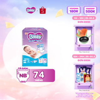 Tã dán Bobby S80/M76/L68/XL62/XXL56 mới- Lõi nén cotton-soft 3mm:S80