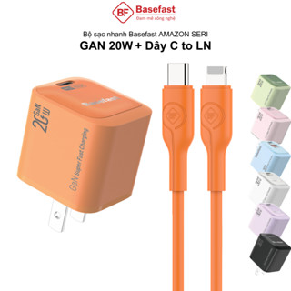 Bộ sạc nhanh 20W C to L Basefast Củ GaN kèm dây silicon chống quá tải nhiệt cho 11 12 13 14 pro max
