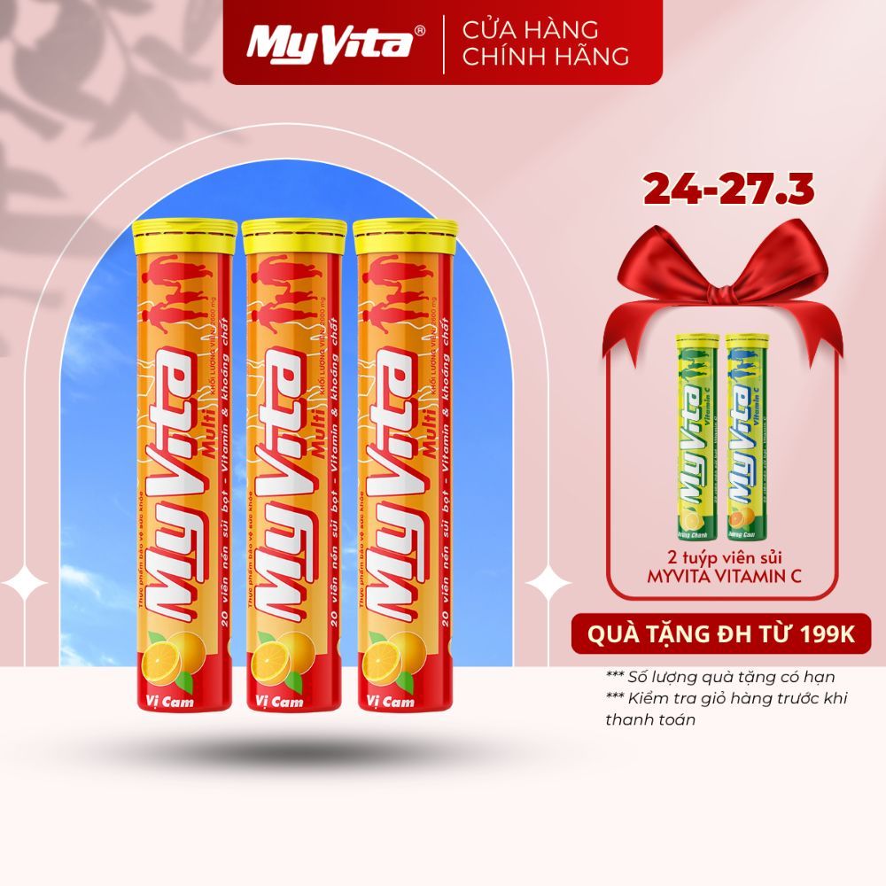 Viên sủi TPBVSK MyVita Multi hương cam tuýp 20 viên