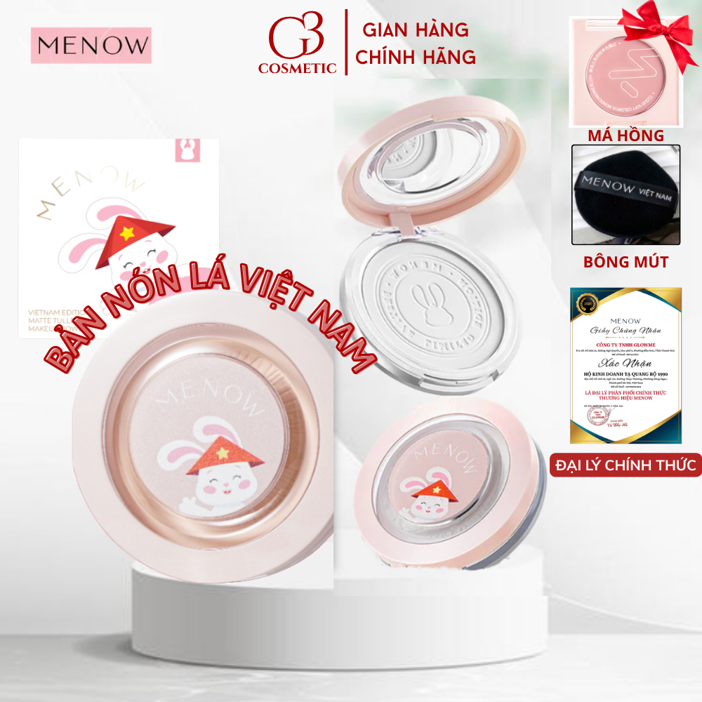 [TẶNG MÁ HỒNG] Phấn phủ nén kiềm dầu MENOW Rabbit Compact Powder chống nước, che phủ hoàn hảo 8.5gr tặng kèm bông phấn