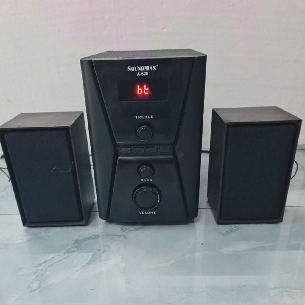 BỘ LOA VI TÍNH 2.1 SOUNDMAX , model:A-828, CÓ BULETOOTH ZIN , THẺ NHỚ , USB, vỏ sơn lại,loa con lai,