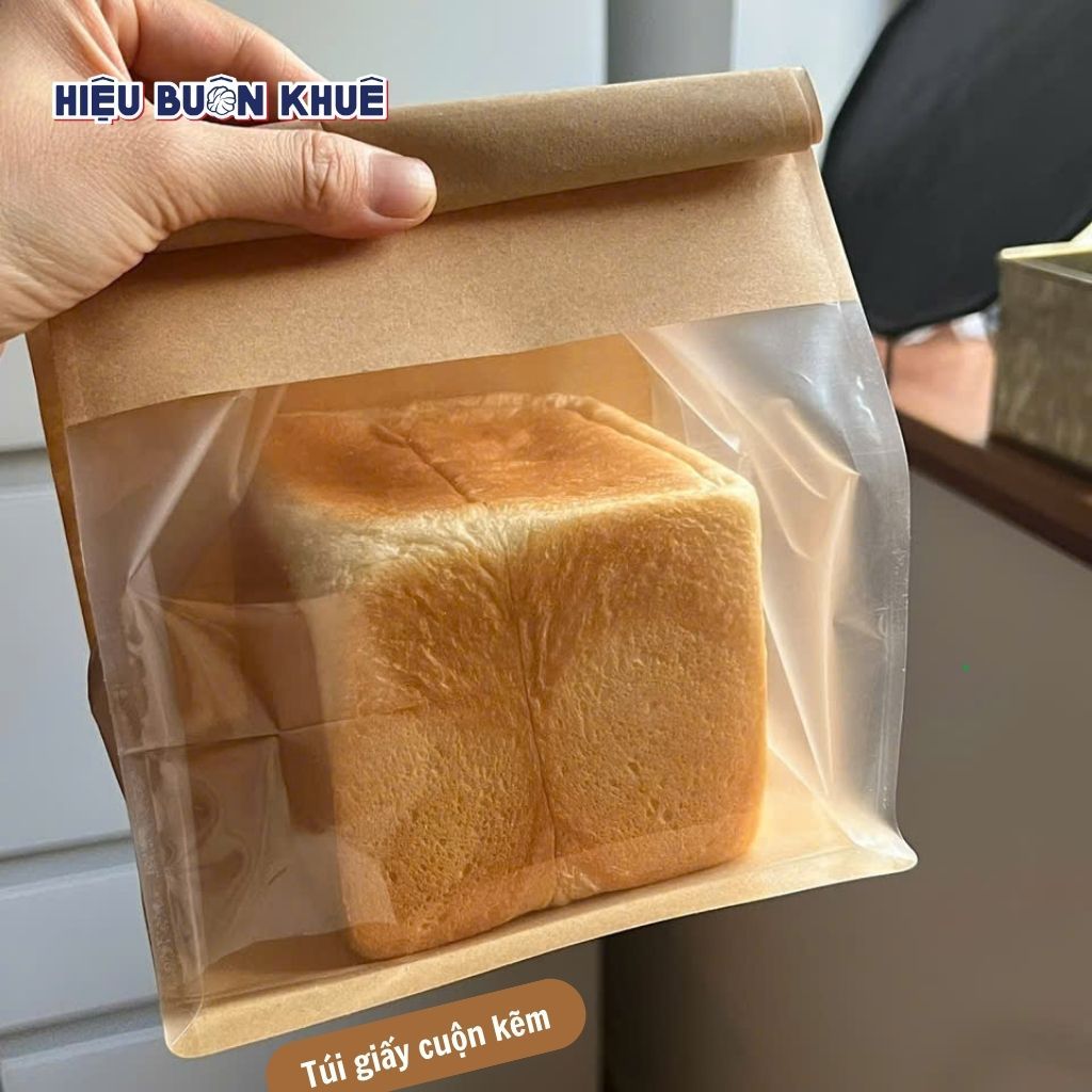 100 Túi Giấy Kraft Bánh Ngọt, Bánh Dứa, Bánh Quy, Bánh Thuyền, Kẹo Dừa, Đựng Bánh Mì Hoa Cúc, Bỏng N