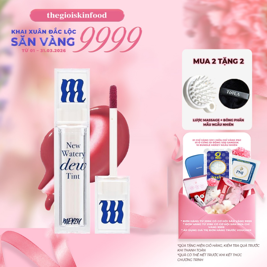 [Merzy New Dew] Son tint bóng Merzy dạng thạch, lâu trôi cho môi ẩm mịn Hàn Quốc The Watery Dew Tint