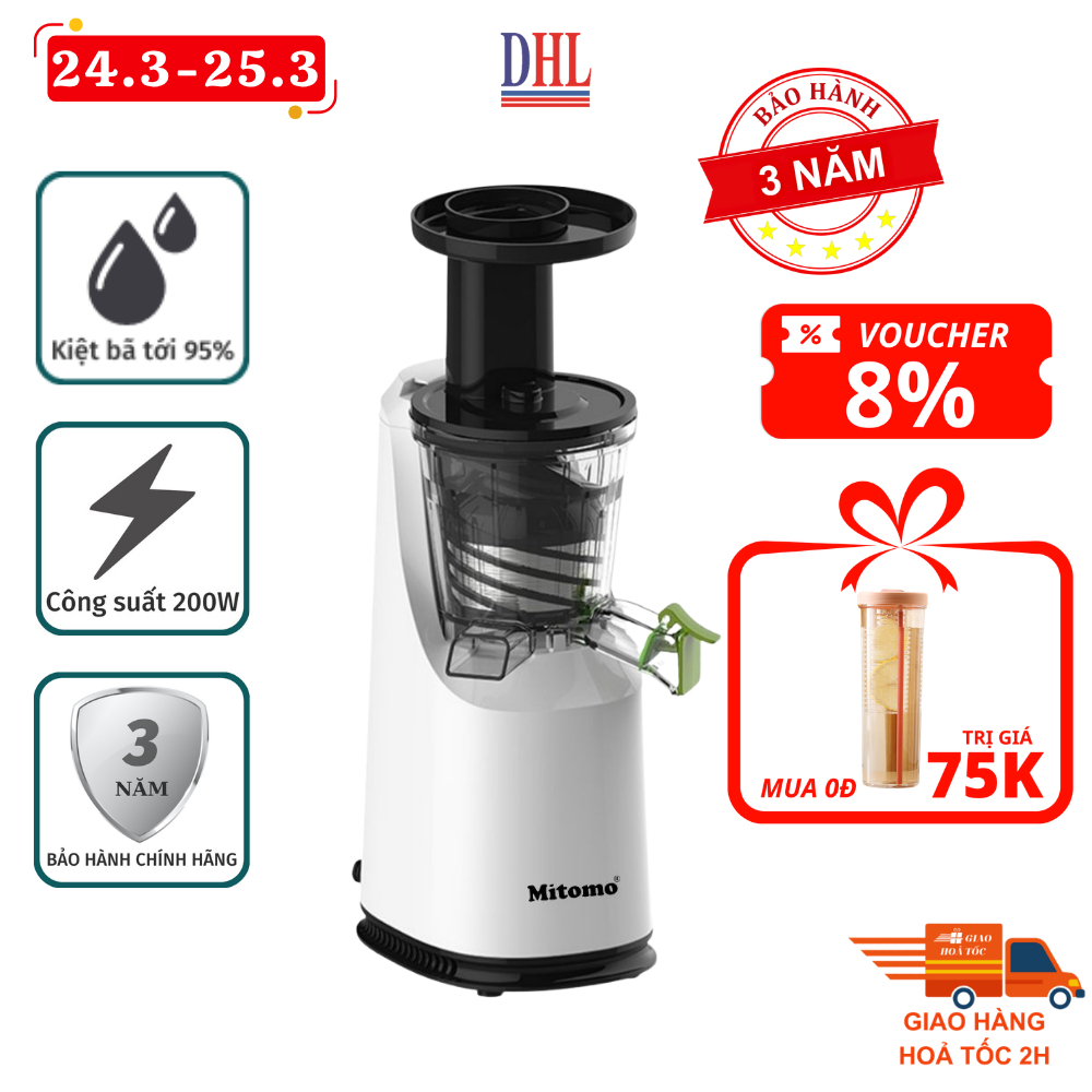 Máy Ép Chậm Mitomo EC-55 - Ép Trái Cây Nguyên Chất, Hoạt Động Êm, Dễ Vệ Sinh Bảo Hành 3 Năm