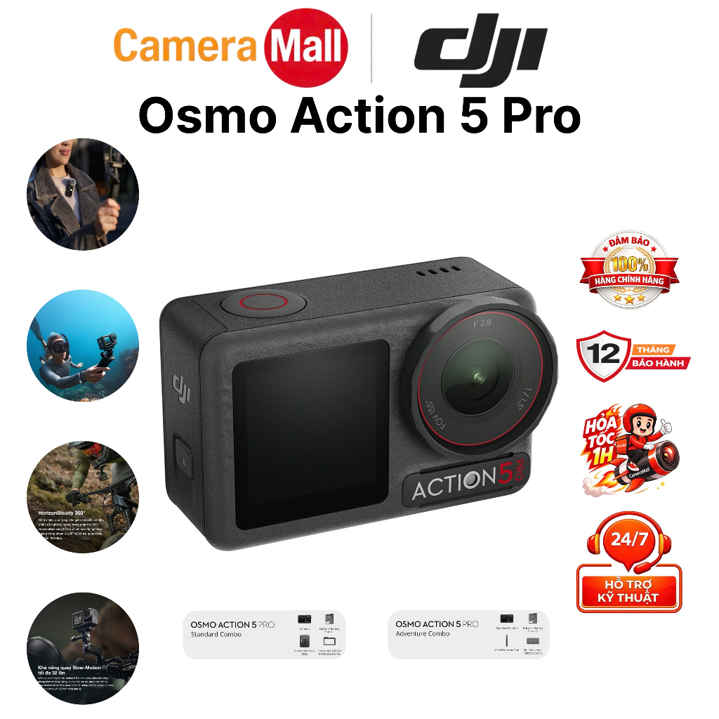 Camera hành động DJI Osmo Action 5 Pro máy quay hành trình 4K 120fps, chế độ màu HLG, quay đêm rõ nét  (DJI OA 5 Pro) | BigBuy360 - bigbuy360.vn