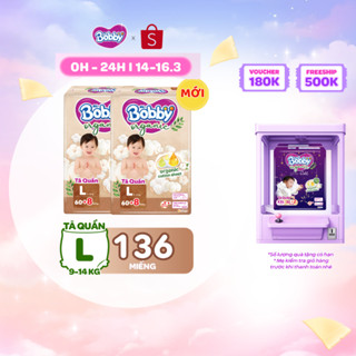 [TẶNG MIẾNG] Combo 2 gói tã quần cao cấp Bobby Organic chăm sóc dịu nhẹ từ thiên nhiên M72+8/L60+8/XL56+8/XXL54+6