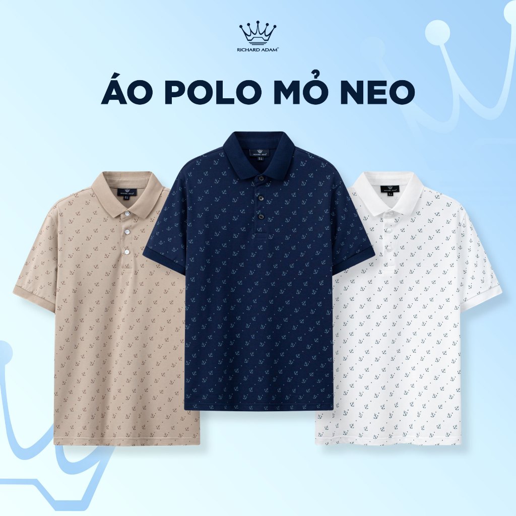 Áo Polo Mỏ Neo Richard Adam, Vải Nano Cotton Cao Cấp, Mềm Mại, Thoáng Mát, Form Regular Fit PL050326