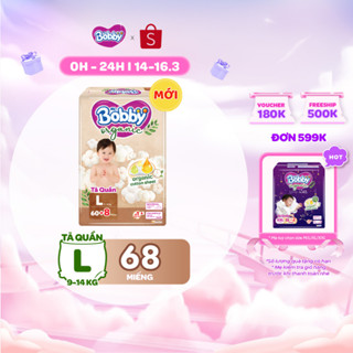 [MỚI RA MẮT] [TẶNG MIẾNG] Tã quần cao cấp Bobby Organic chăm sóc dịu nhẹ từ thiên nhiên M72+8/L60+8/XL56+8/XXL54+6