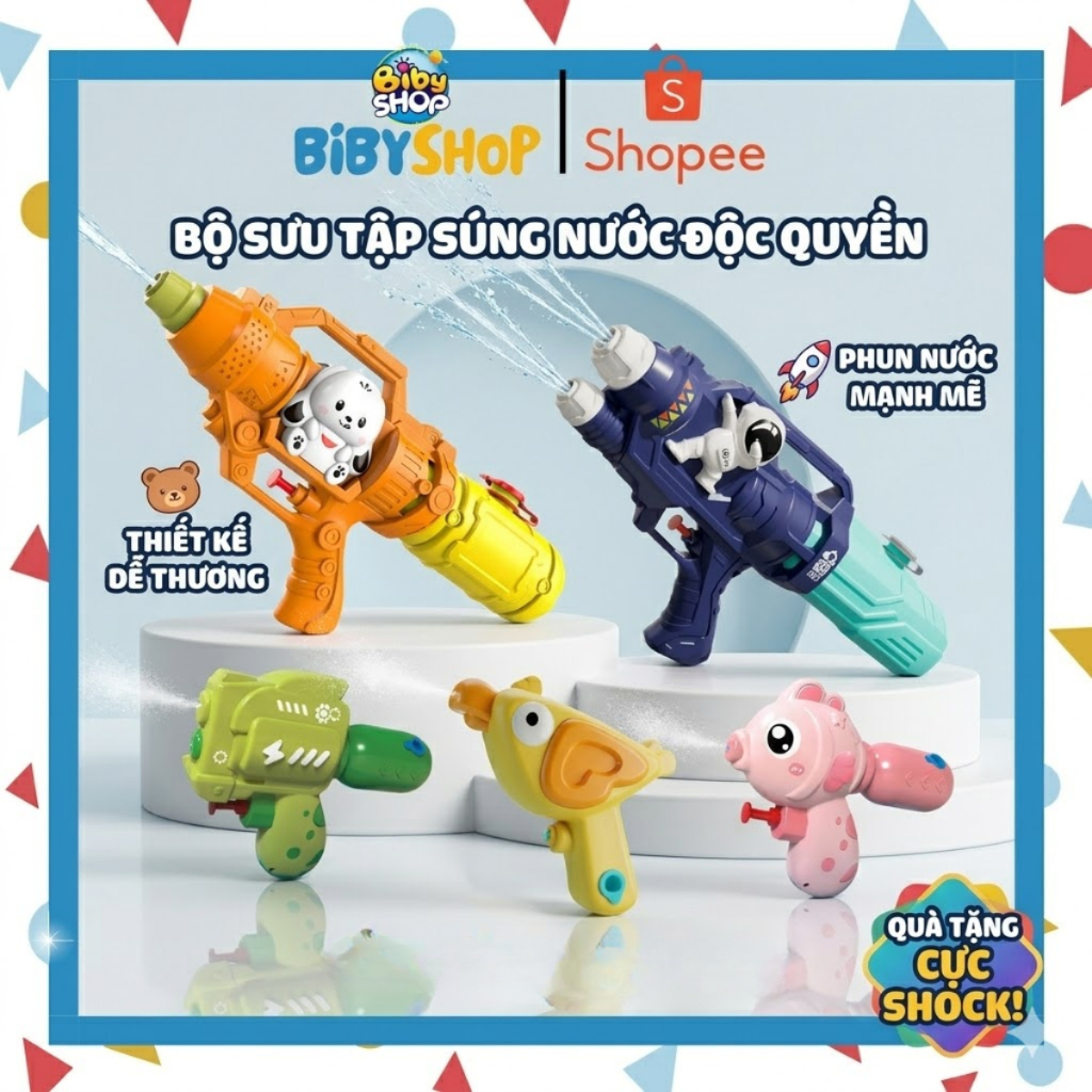 SÚNG NƯỚC ĐỒ CHƠI Nhiều Hình BiBY Cho Bé giúp bé tăng khả năng vận động, súng nước cho bé