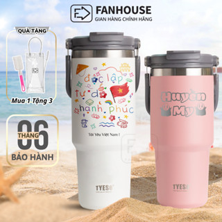 Ly giữ nhiệt cao cấp Tyeso V2, cốc giữ nhiệt thể thao có quai xách Fan House 4 dung tích 600-1200ml