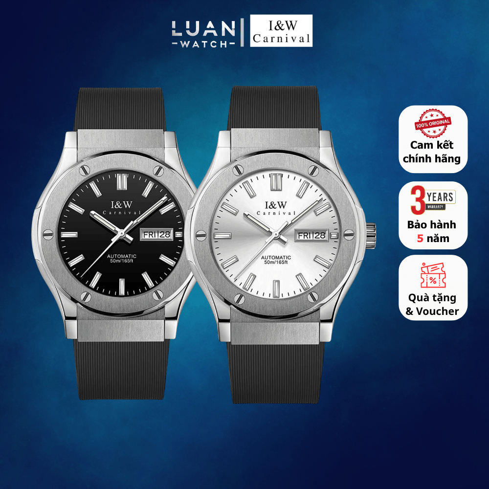 Đồng hồ cơ Nam IW CARNIVAL 55851G viền trơn dây silicon cao cấp | hàng chính hãng