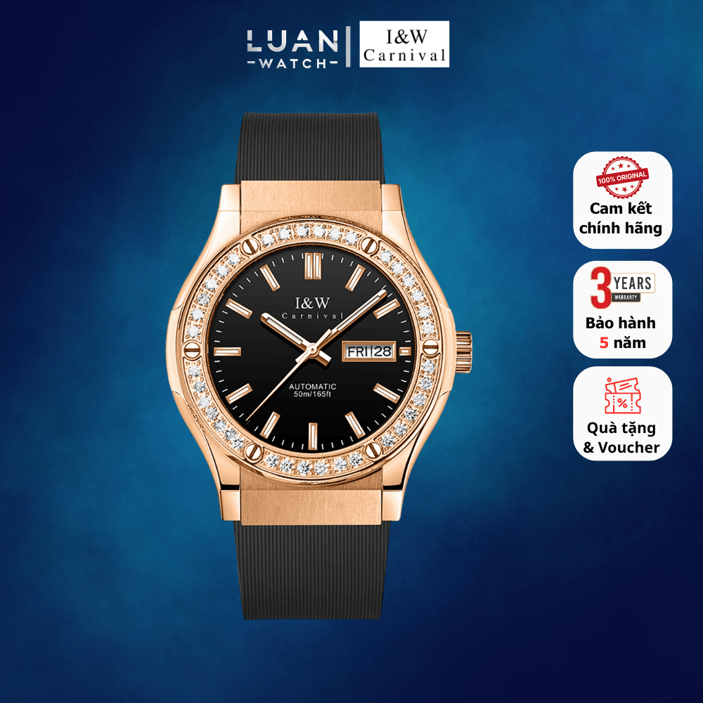Đồng Hồ cơ nam IW Carnival 55851G Đính Đá dây Silicon Size 40mm | Hàng Chính Hãng