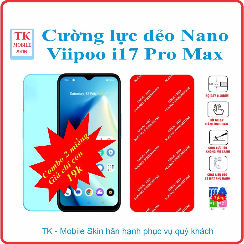 Cường lực dẻo bảo vệ màn hình điện thoại Viipoo i17 Pro Max