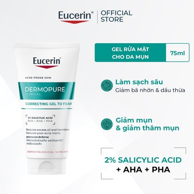 [KOL x Eucerin] Gel rửa mặt cho da mụn Eucerin® DermoPure Clinical Correcting Gel To Foam 75ml