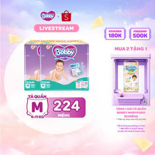 [KOL] [TẶNG MIẾNG] Combo 02 tã quần Bobby Siêu Khô Thoáng - 100% Thoáng Khí Mega Jumbo M112/L96/XL84/XXL76