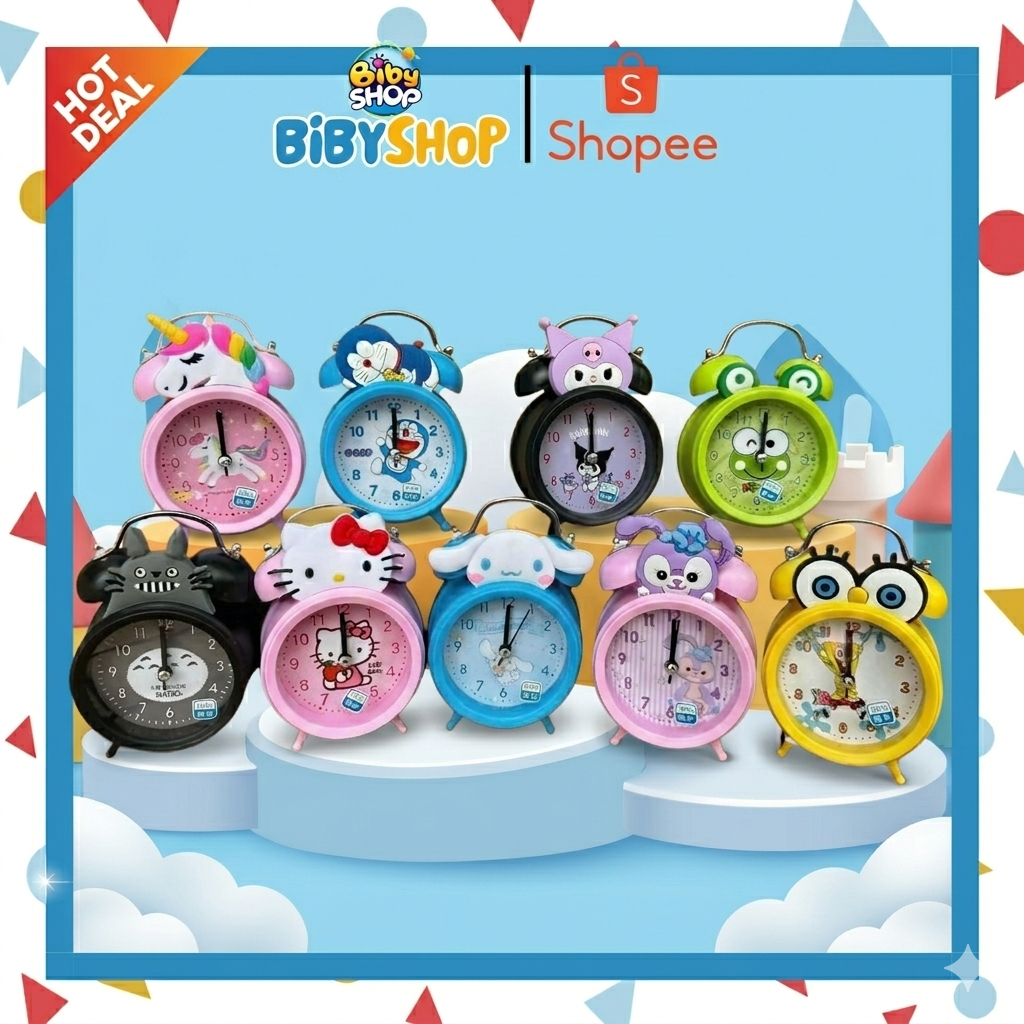 Đồng Hồ Báo Thức Cute BIBY Nhiều Mẫu Hoạt Hình Ngộ Nghĩnh Cho Bé