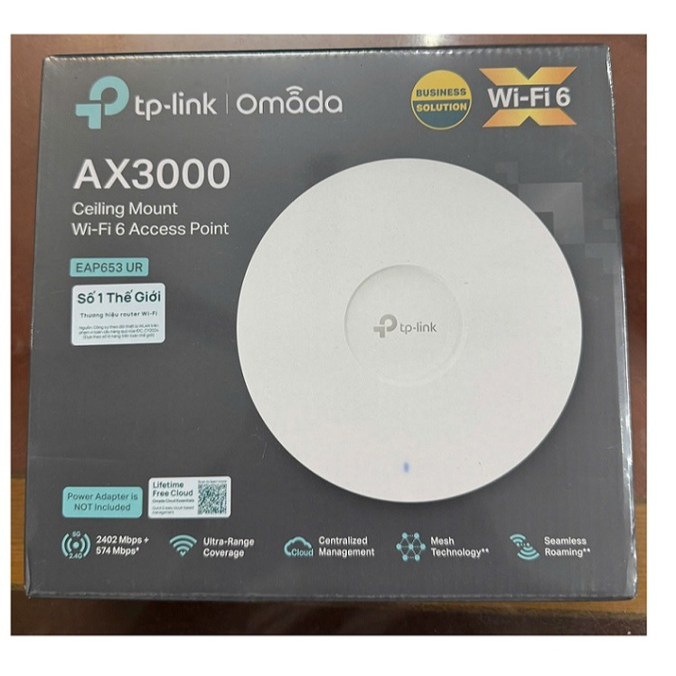 Bộ Phát WiFi Access Point Wifi 6 TPLink Omada EAP653 UR Điểm Truy Cập WiFi 6 AX3000 Hiệu Suất Cao Ch