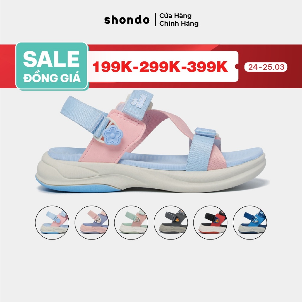 Giày Sandal Trẻ Em Little 8 Quai Hậu Xoay, Thoải Mái, Siêu Nhẹ Shondo Nhiều Màu
