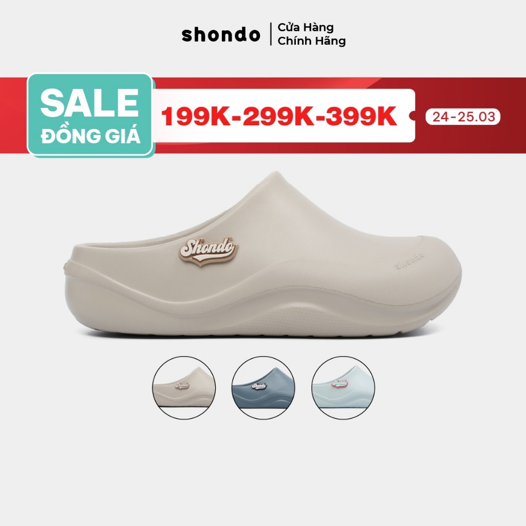 Giày Clog Nam Nữ Suke Gắn Charm Thoải Mái, Nhựa Đúc Shondo Nhiều Màu