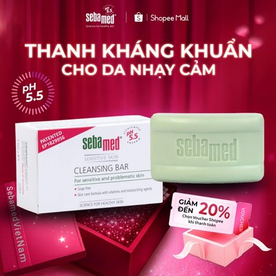 Thanh kháng khuẩn làm sạch da mụn Sebamed pH5.5 (100g) cho da nhạy cảm chàm khô da cơ địa