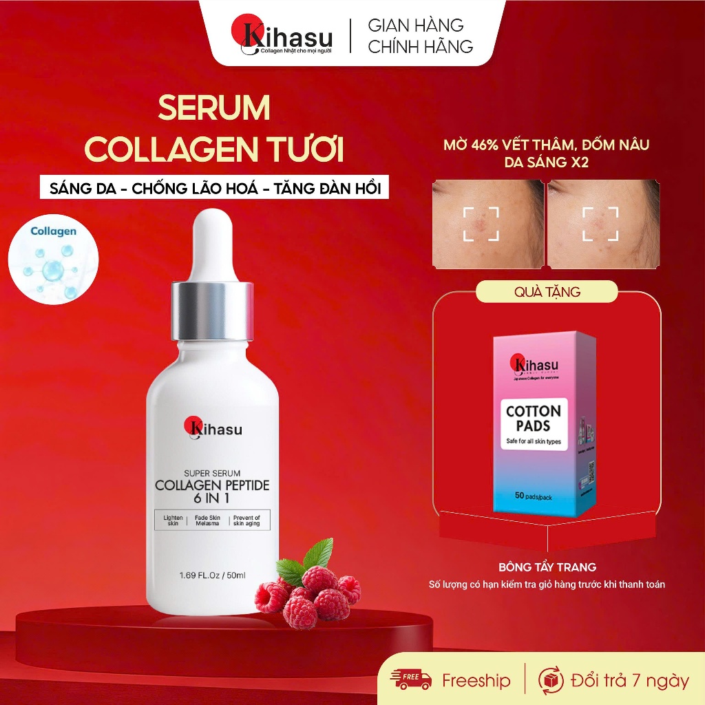 Serum Collagen Nhật 50ml Kihasu Dưỡng Sáng da với collagen tươi từ Nhật Bản chống lão hoá da, tăng đ