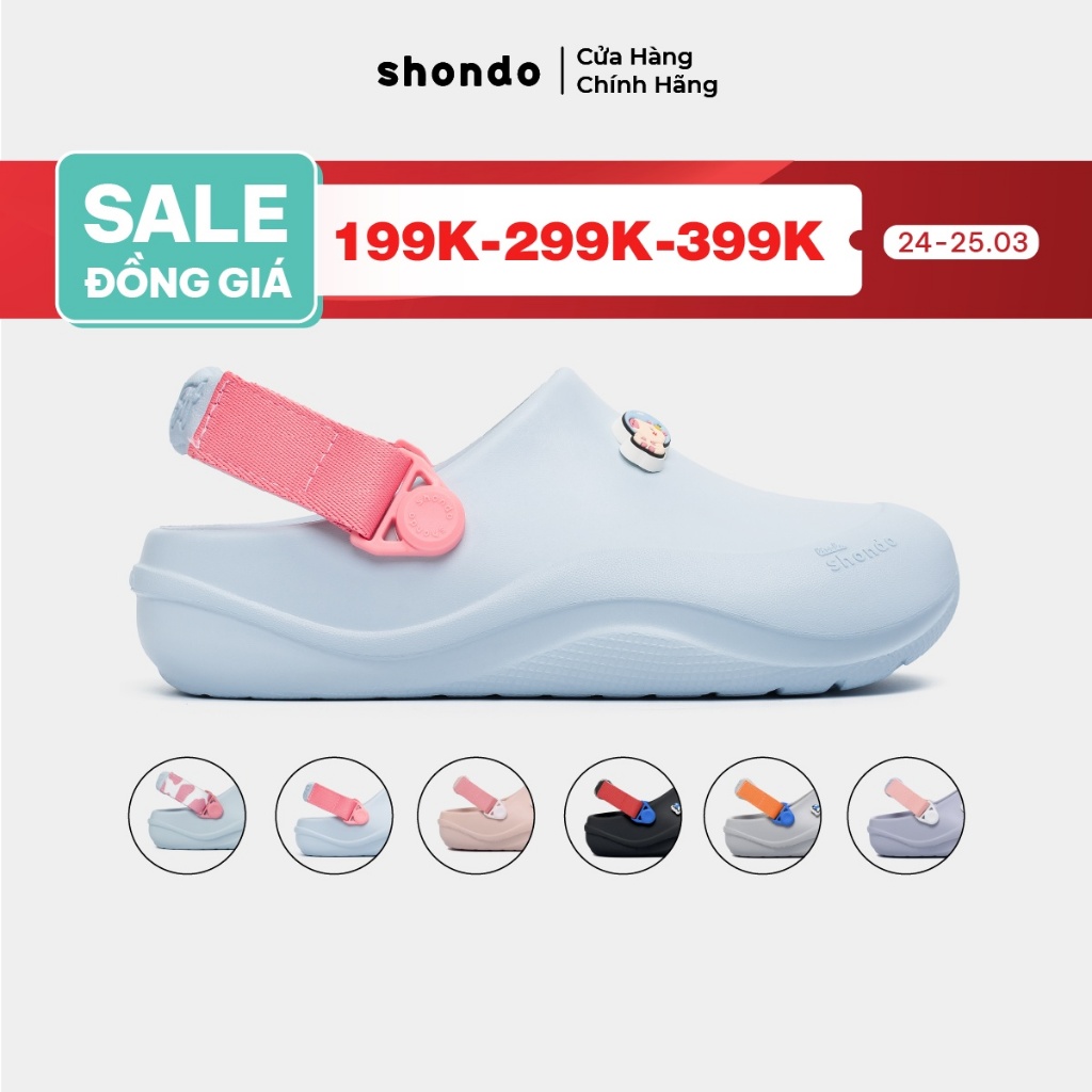 Giày Clog Little Suke Bé Trai Bé Gái Thoải Mái, Nhựa Đúc Shondo Nhiều Màu