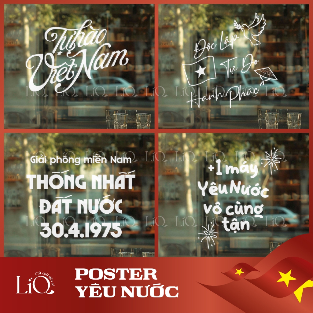 [03] Decal dán kính Việt Nam - Decal yêu nước - Decal độc lập tự do hạnh phúc - Decal 30.4 Giải phón