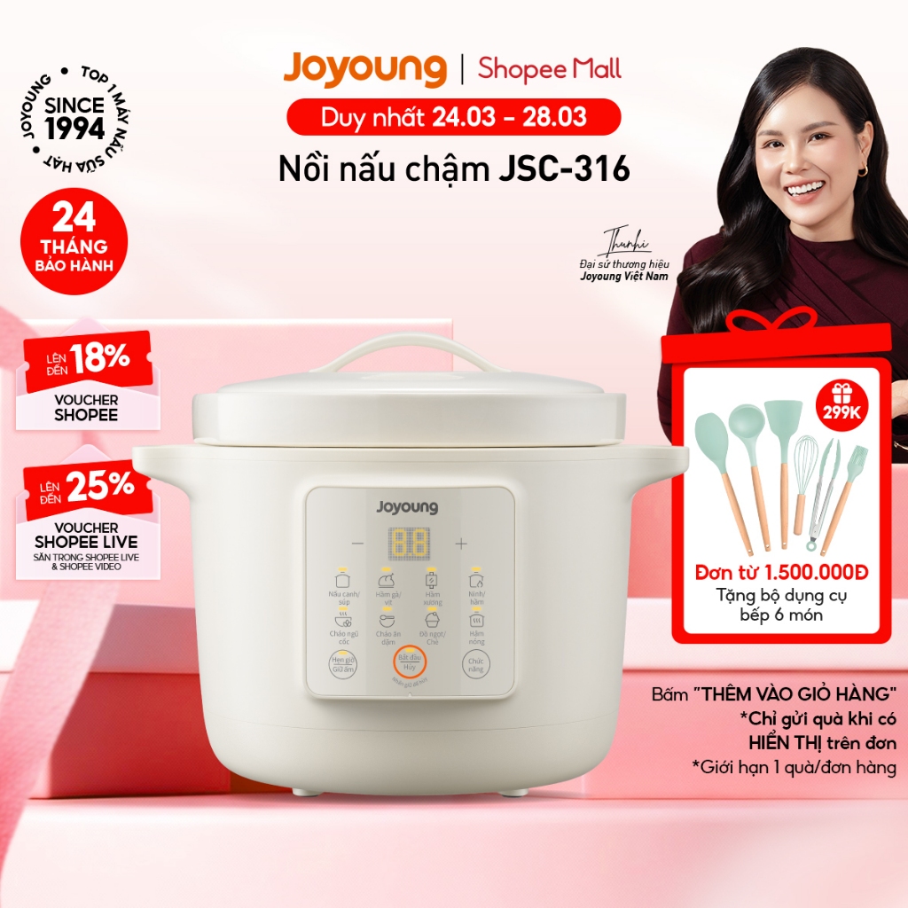 Nồi nấu chậm 3L Joyoung JSC-316 | Công suất 400W | 8 chế độ nấu