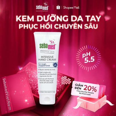 Kem dưỡng da tay Sebamed Intensive Hand Cream pH5.5 (75ml) cấp ẩm chuẩn cân bằng pH giúp da mịn màng