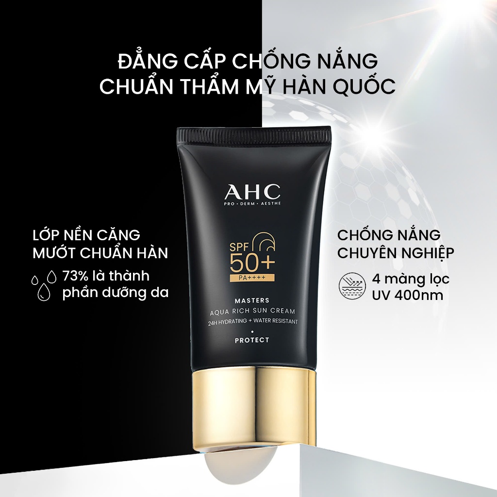 [SVIP] Kem chống nắng AHC phổ rộng 400nm căng mướt da chuẩn Hàn Masters Aqua Rich Sun Cream | BigBuy360 - bigbuy360.vn