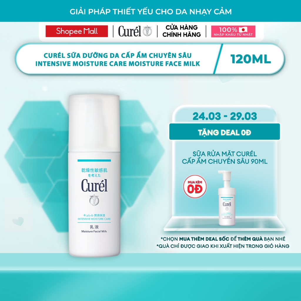 Dưỡng Da Mặt - Sữa Dưỡng Da Cấp Ẩm Chuyên Sâu Curel Intensive Moisture Care Moisture Facial Milk 120
