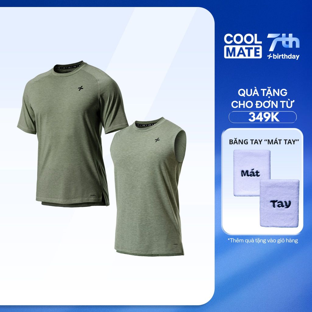 [Tặng wristband 349k] [SẴN VOUCHER 25%] Combo 2 Áo Thun & Áo Sát Nách Training Comfort Coolmate