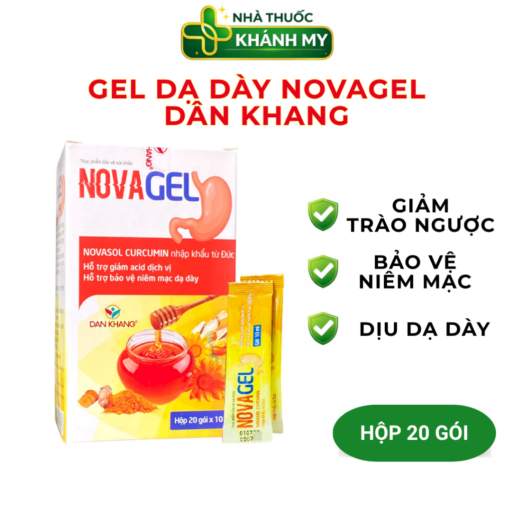 Gel Dạ Dày Novagel Dân Khang 20 Gói – Hỗ Trợ Bảo Vệ Niêm Mạc Dạ Dày, Làm Dịu Khó Chịu Do Trào Ngược