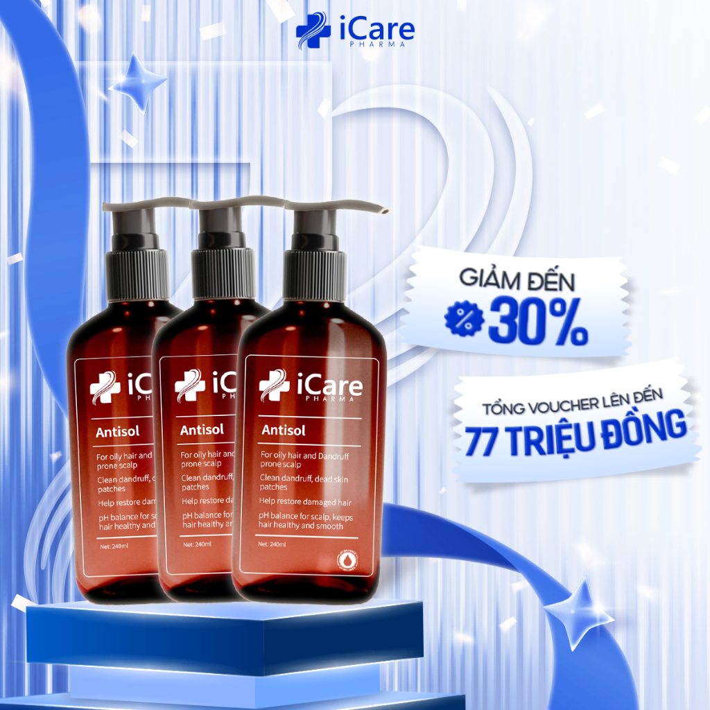 Combo 03 Chai Dầu Gội Sạch Gàu Antisol | Thương Hiệu iCare Pharma