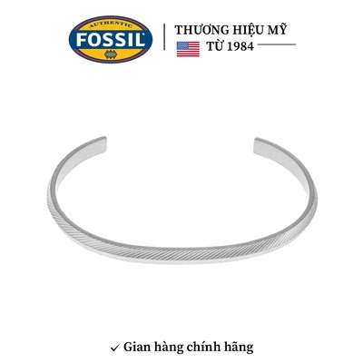 Vòng tay Fossil Harlow kim loại Cuff JF04566040 bằng thép không gỉ, màu bạc, đơn giản dễ phối, điều chỉnh được size