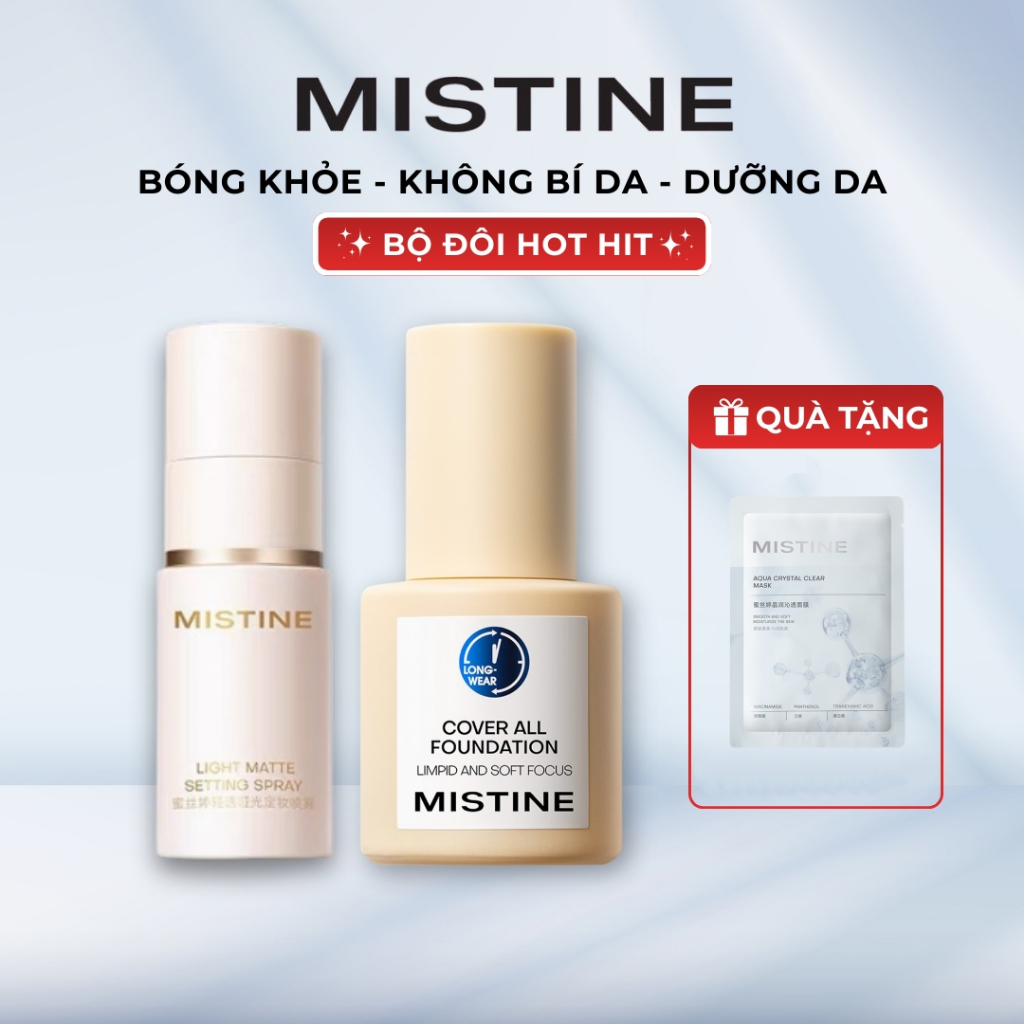 xịt khoá makeup MISTINE xịt khoá nền Hiệu quả lì mịn 30ml +  kem nền kem lót 30g 36H Kiềm dầu không 