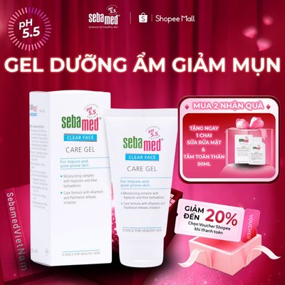 Gel dưỡng ẩm giảm mụn Sebamed Clear Face Care Gel pH5.5 cân bằng độ ẩm da dầu mụn mẫn đỏ (50ml)