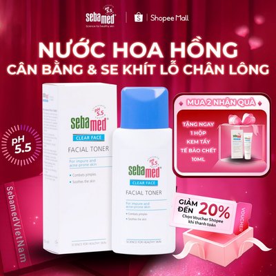 Nước hoa hồng cân bằng, se khít lỗ chân lông Sebamed pH5.5 cân bằng độ ẩm cho da mụn nhạy cảm 200ml