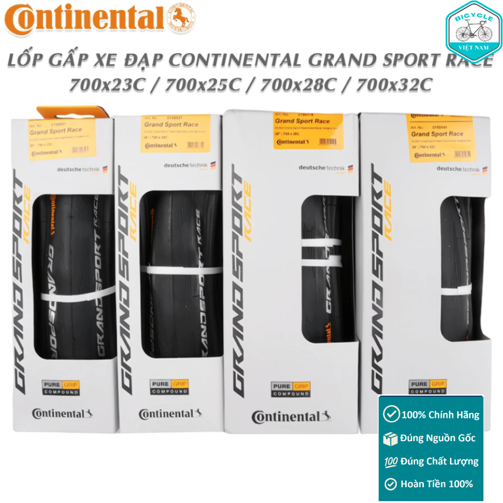 Vỏ Lốp Gấp Xe Đạp Continental Grand Sport Race 700x23C / 700x25C / 700x28C 700x32C – Chính hãng