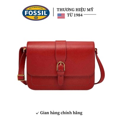 Túi da nữ Fossil ZOEY ZB11021611 màu đỏ, da thật, size 20, nắp đậy khóa nam châm, đơn giản thanh lịch