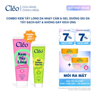 Combo Kem Tẩy Lông Dành Cho Da Nhạy Cảm/Da Thường 50G & Kem Dưỡng Da Sau Tẩy Lông Cleo 20g