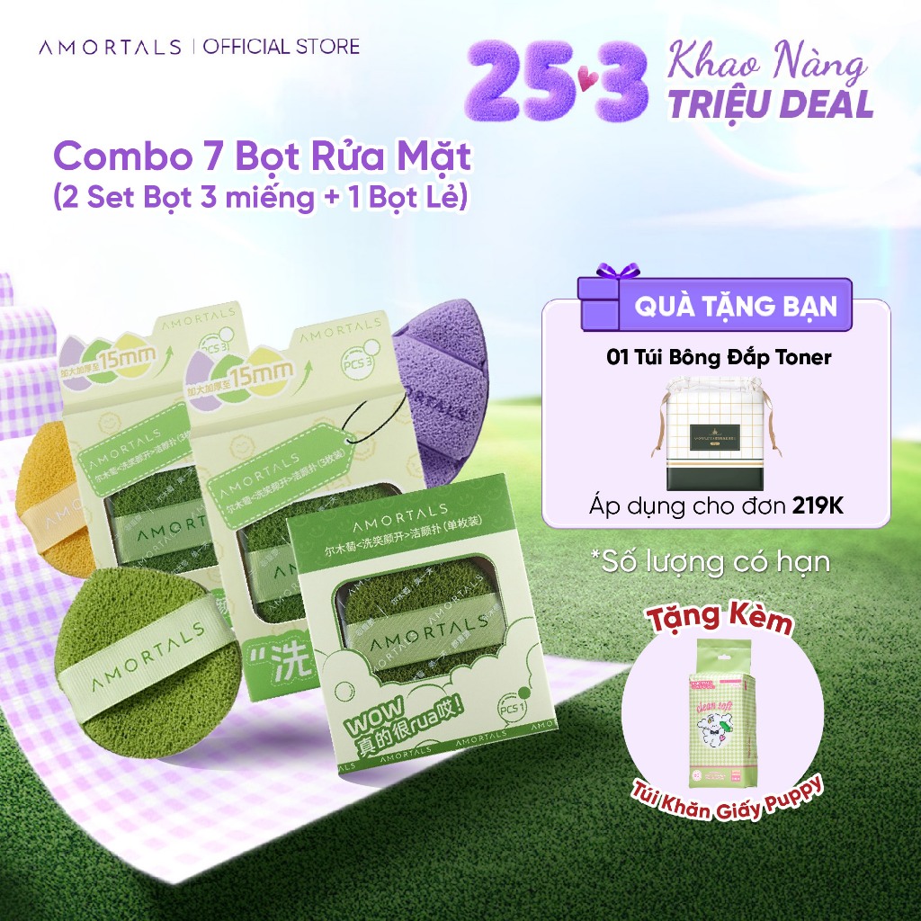 Bọt Rửa Mặt Amortals Làm Sạch Sâu, Nở To Khi Gặp Nước, Dịu Nhẹ Cho Mọi Loại Da