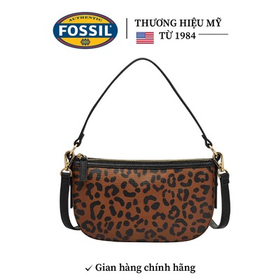 Túi nữ Fossil JOLIE ZB11098234 - Túi bằng canvas họa tiết in da báo, kích thước 21,6L x 6,3W x 11,4H cm